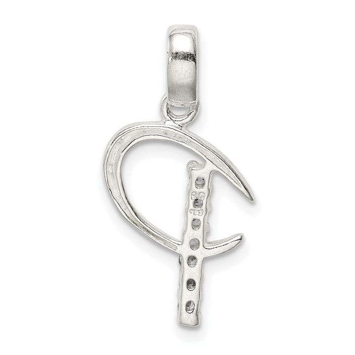 Sterling Silver CZ Initial P Charm Pendant