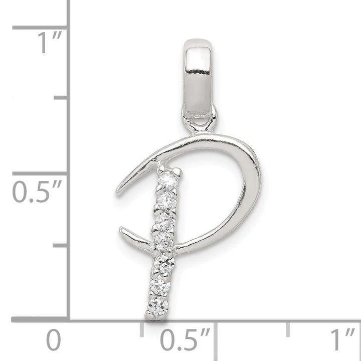 Sterling Silver CZ Initial P Charm Pendant