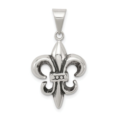 Silver Polished Antiqued Fleur De lis Charm at $ 15.79 only from Jewelryshopping.com