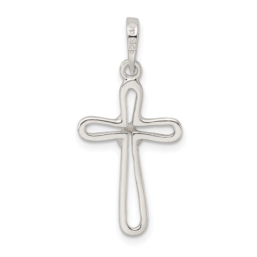 Silver Polished Finish Open Cross Pendant