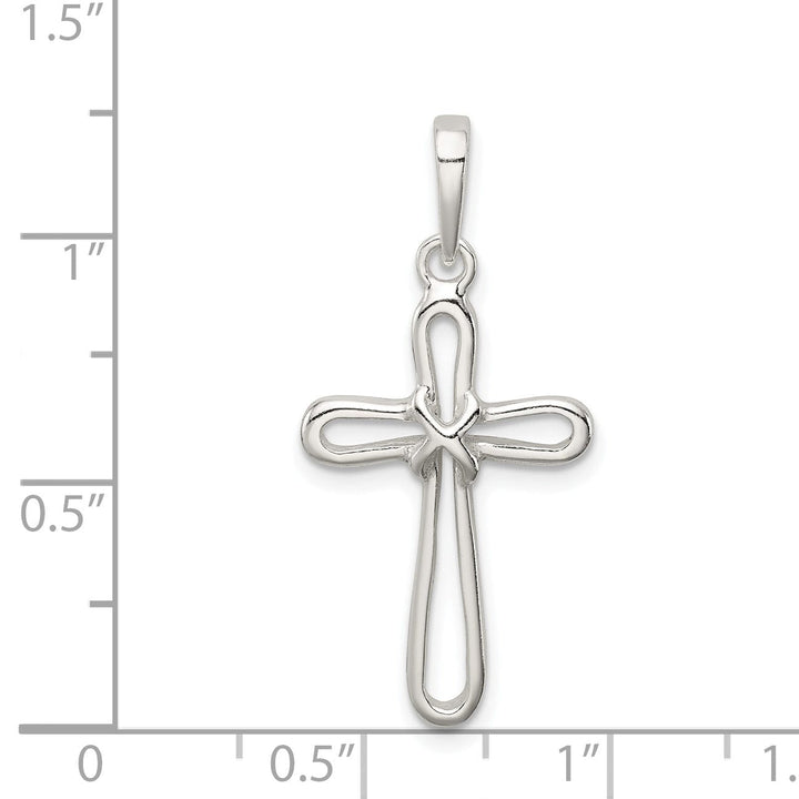 Silver Polished Finish Open Cross Pendant