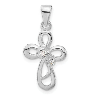 Sterling Silver C.Z Polish Finish Cross Pendant at $ 8.4 only from Jewelryshopping.com