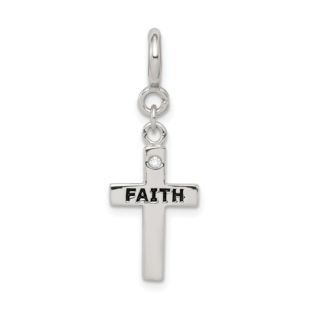 Sterling Silver CZ Faith Cross Clip-on Charm