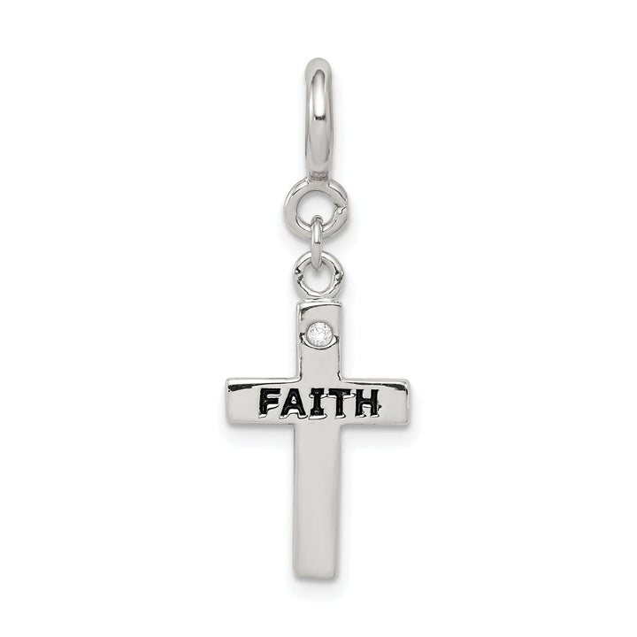 Sterling Silver CZ Faith Cross Clip-on Charm