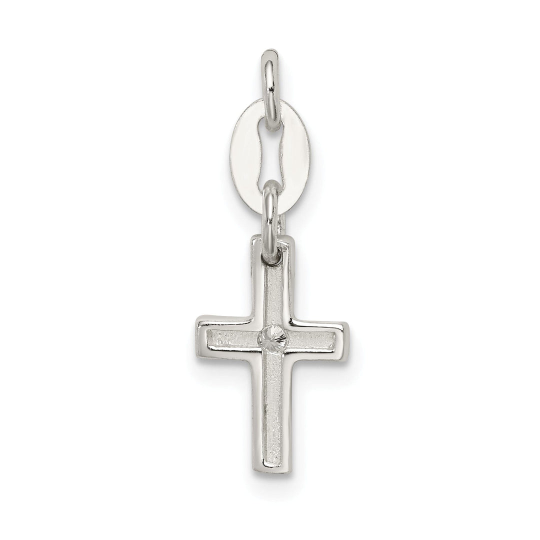 Sterling Silver and CZ Polished Cross Charm