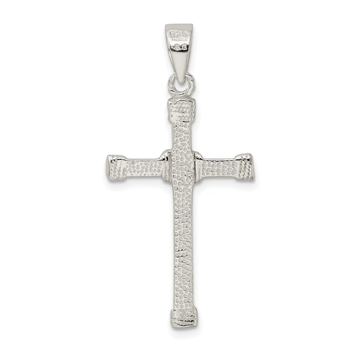 Silver Polished Textured Finish Cross Pendant