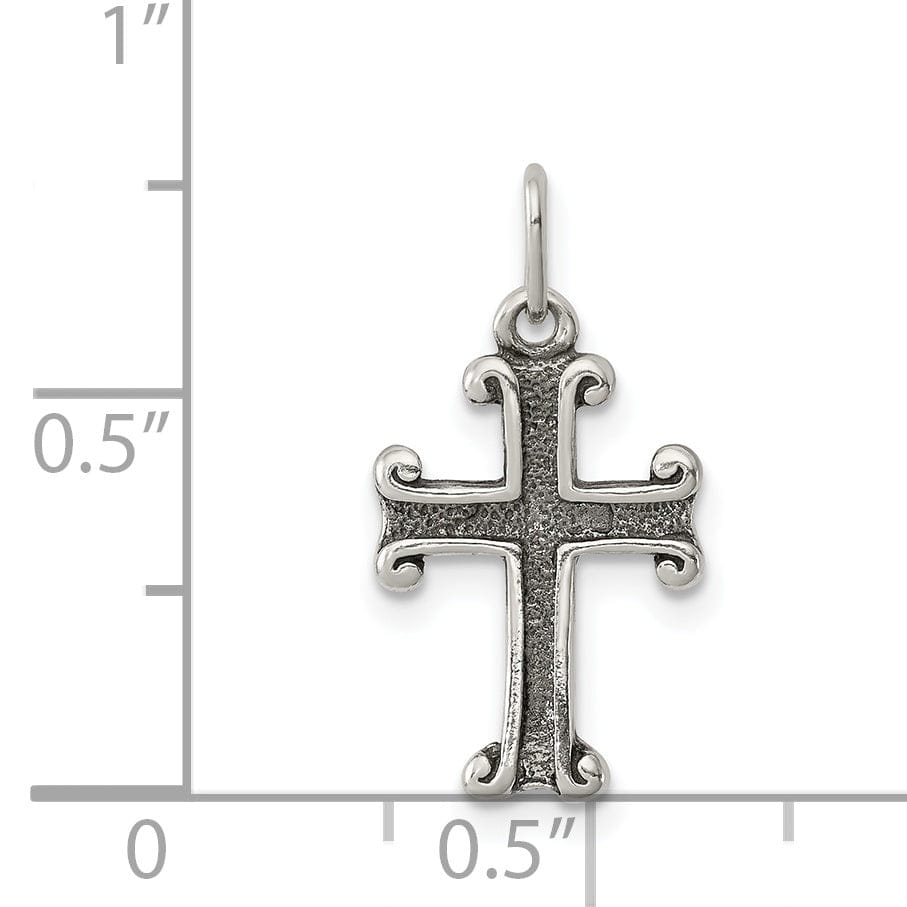 Sterling Silver Antiqued Finish Cross Pendant