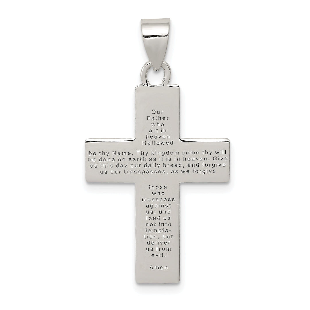 Silver The Lords Prayer Latin Cross Pendant