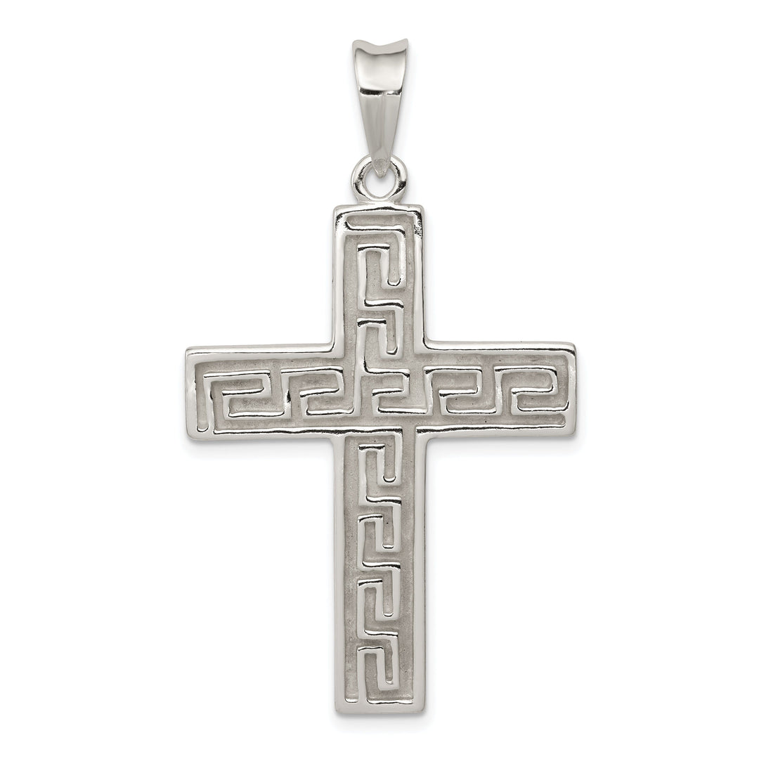 Silver Polish Texture Finish Latin Cross Pendant