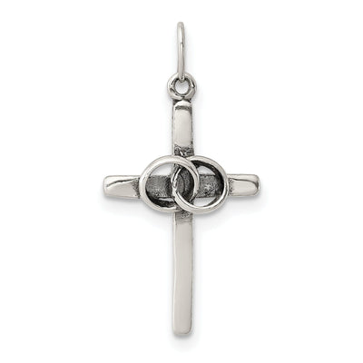 Sterling Silver Antiqued Wedding Cross Pendant