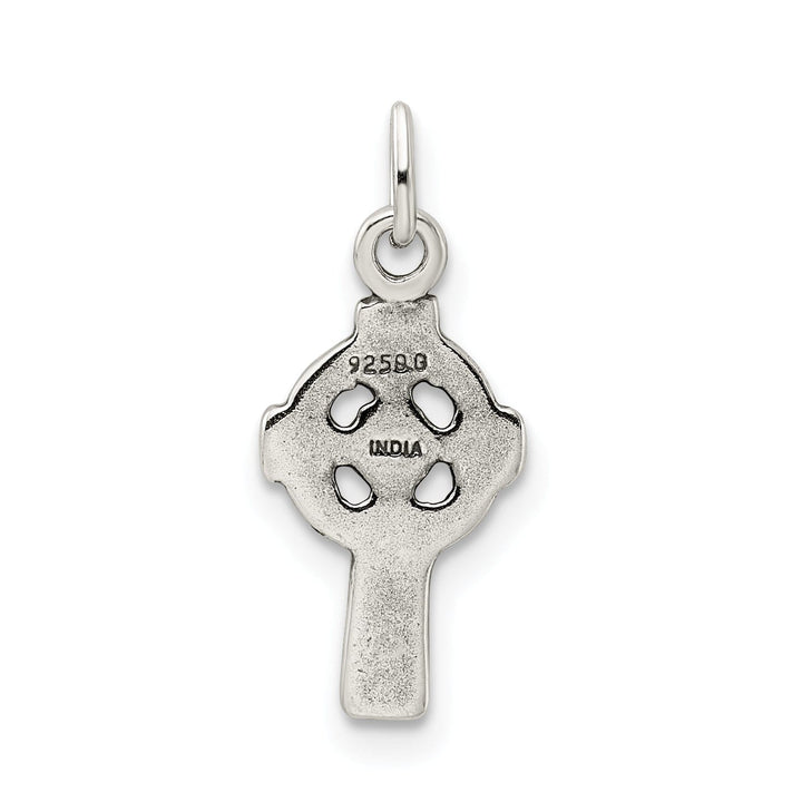 Silver Polished Antiqued Celtic Cross Pendant