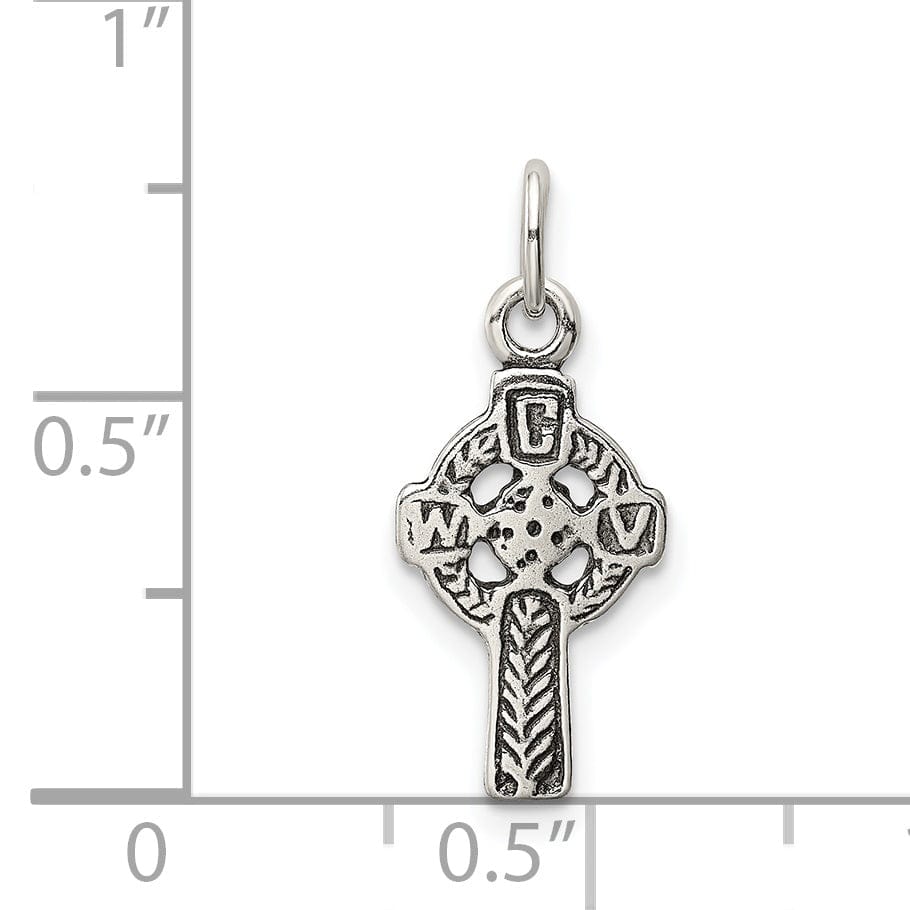 Silver Polished Antiqued Celtic Cross Pendant