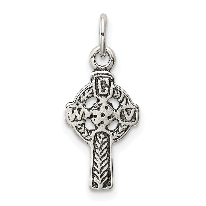 Silver Polished Antiqued Celtic Cross Pendant