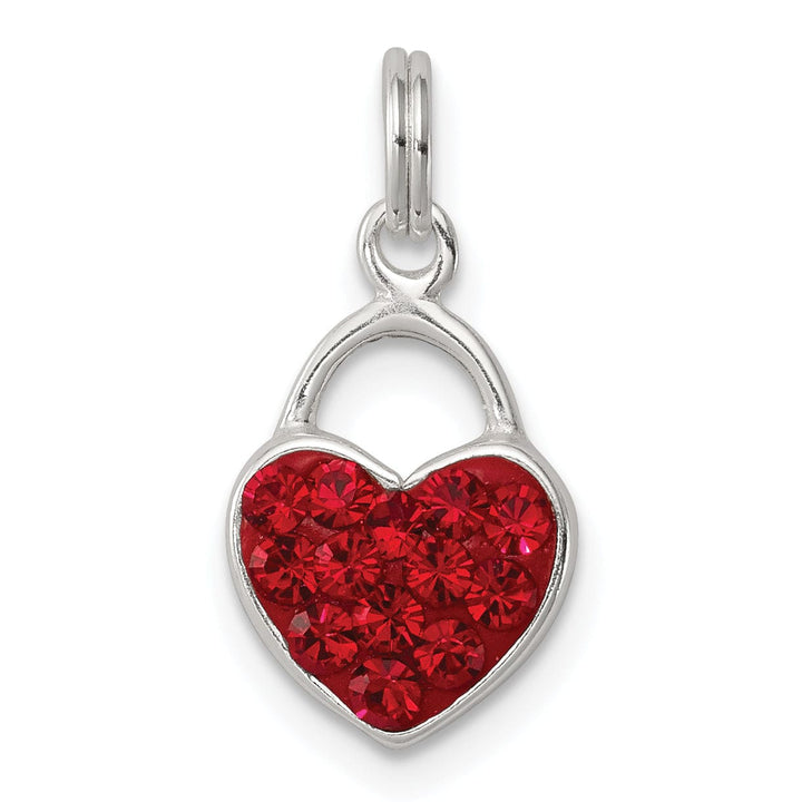 Sterling Silver Red Crystal Love Heart Charm