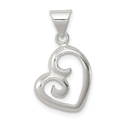 Sterling Silver Fancy Swirl Open Heart Pendant