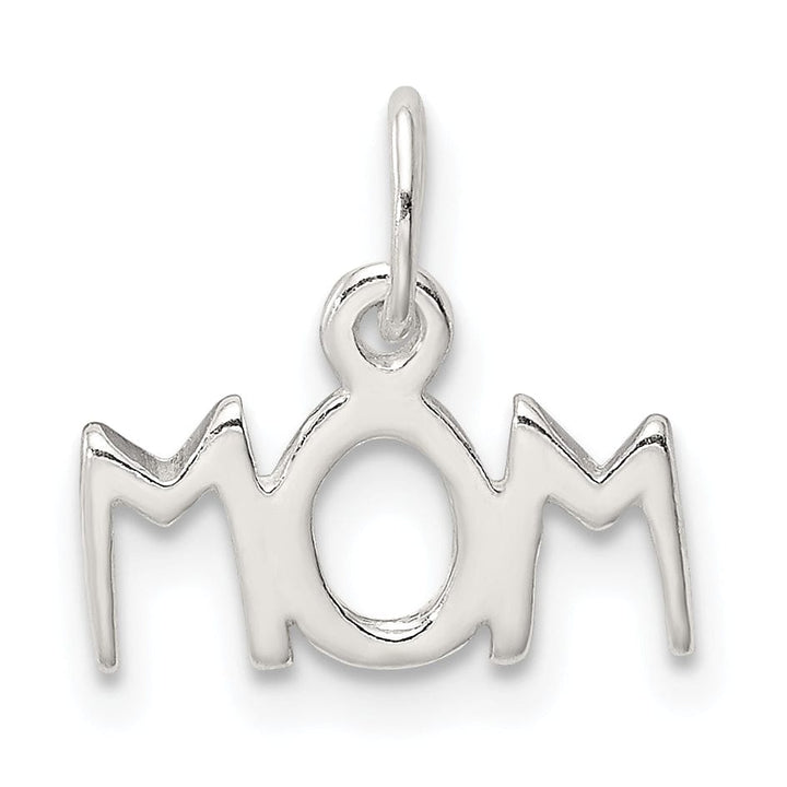 Sterling Silver Polished Flat Mom Charm pendant