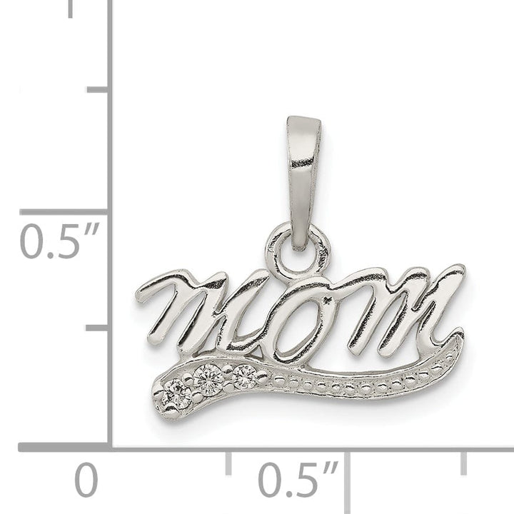 Sterling Silver Polished C.Z Mom Pendant