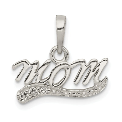 Sterling Silver Polished C.Z Mom Pendant at $ 13.88 only from Jewelryshopping.com