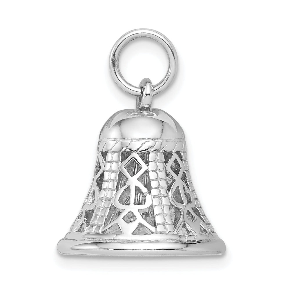 Silver Solid Moveable 3-D Filigree Bell Charm