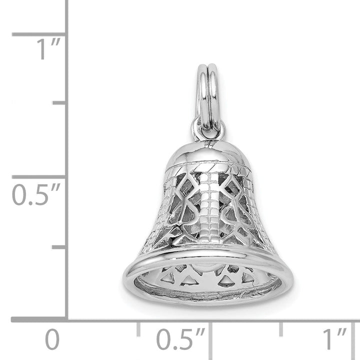 Silver Solid Moveable 3-D Filigree Bell Charm