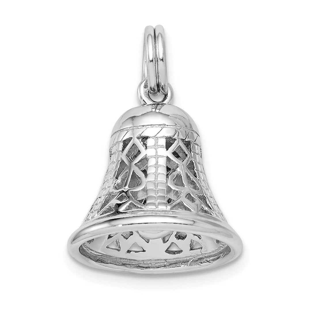 Silver Solid Moveable 3-D Filigree Bell Charm