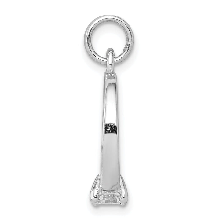 Silver Solid Polish Moveable 3-D C.Z Ring Charm