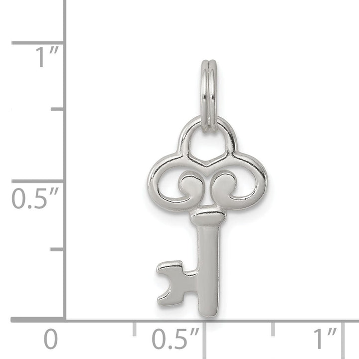 Sterling Silver Polished Key Charm Pendant