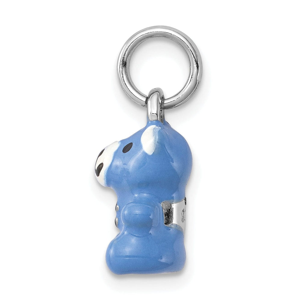 Sterling Silver Blue Enamel 3D Teddy Bear Charm