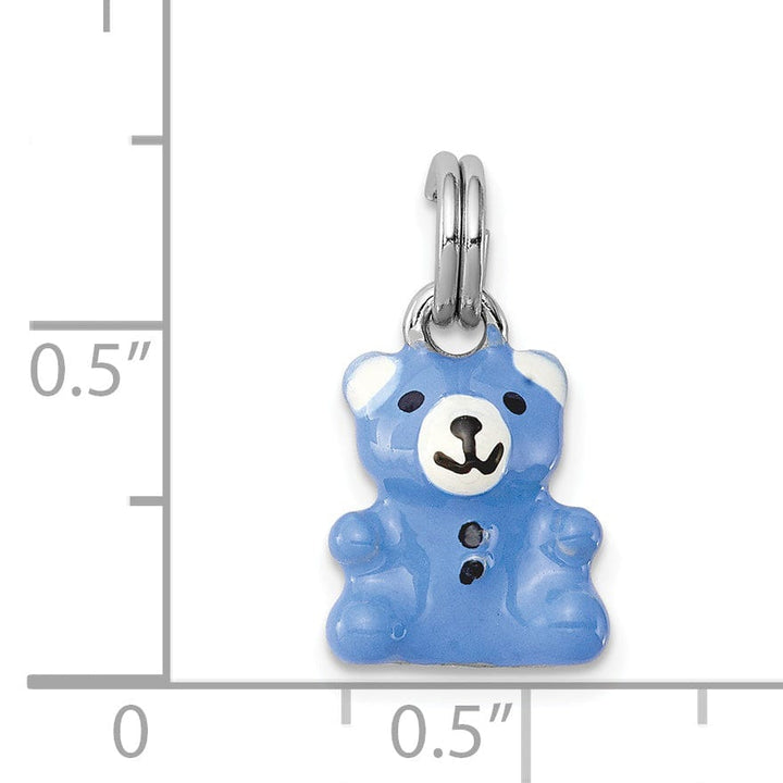 Sterling Silver Blue Enamel 3D Teddy Bear Charm