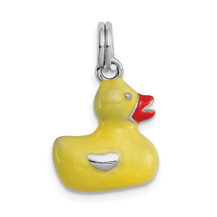Sterling Silver Enamel 3-D Duck Charm Pendant