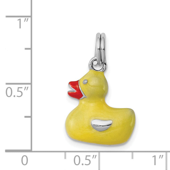 Sterling Silver Enamel 3-D Duck Charm Pendant