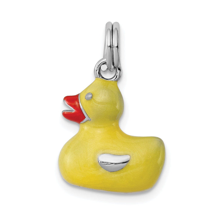 Sterling Silver Enamel 3-D Duck Charm Pendant
