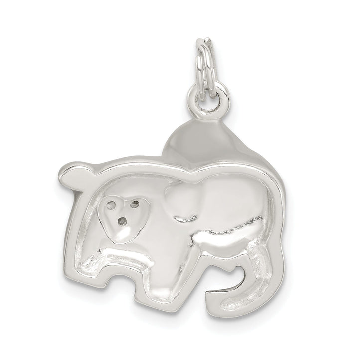 Sterling Silver CZ Grey Enameled Elephant Charm