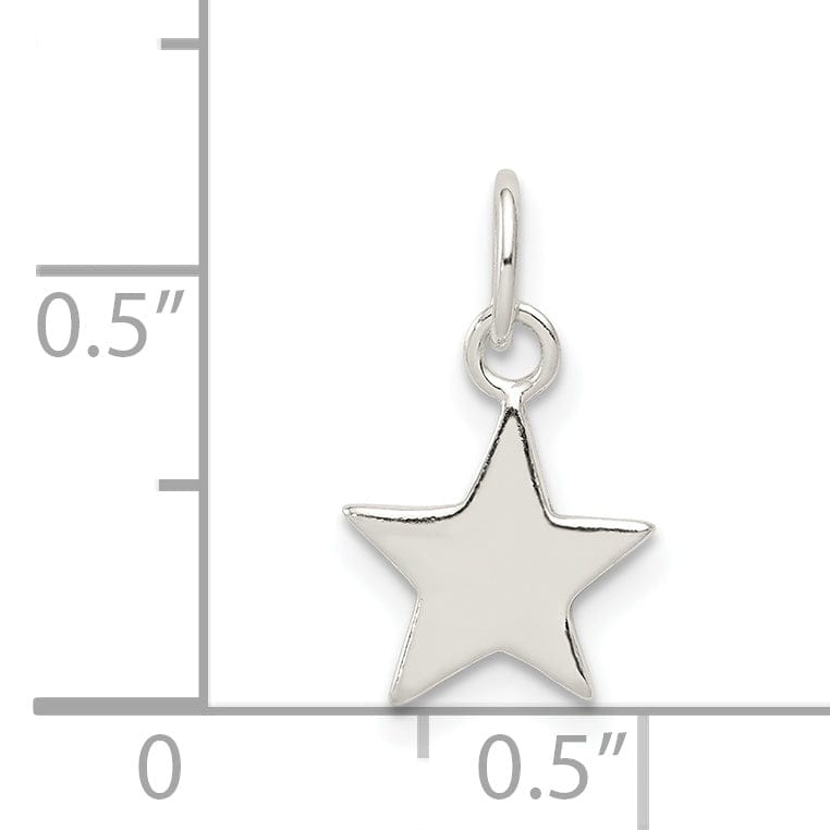Solid Sterling Silver Star Charm Pendant