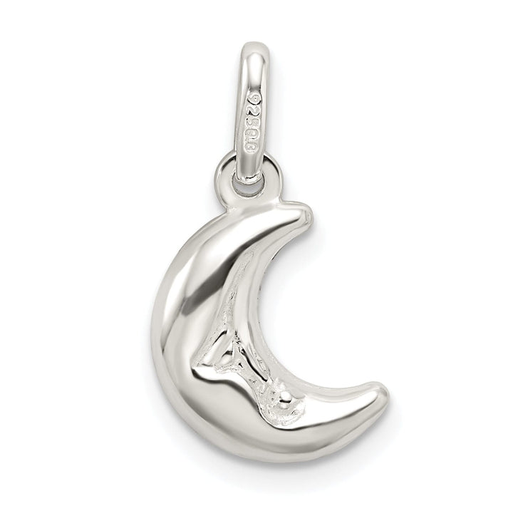 Sterling Silver 3-D Half Moon Charm Pendant