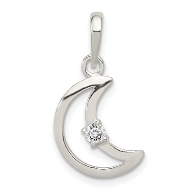 Sterling Silver C.Z Polished Moon Charm Pendant at $ 11.57 only from Jewelryshopping.com