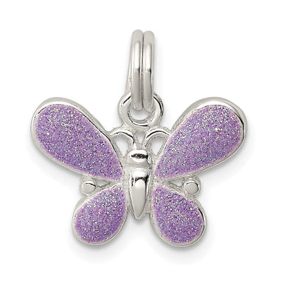 Silver Polished Purple Enamel Butterfly Charm at $ 20.98 only from Jewelryshopping.com