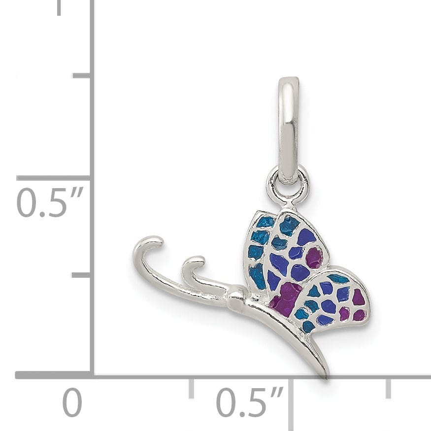 Silver Muti-Colored Enameled Butterfly Charm