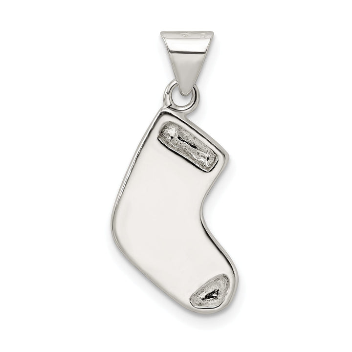 Silver Enameled Christmas Stocking Pendant