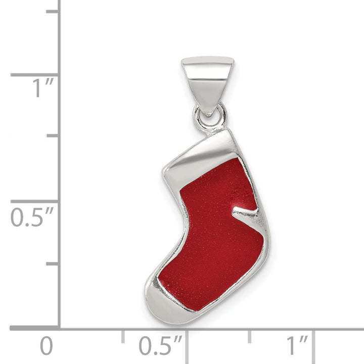 Silver Enameled Christmas Stocking Pendant