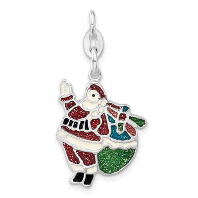 Sterling Silver Enameled Santa Charm Pendant at $ 14.7 only from Jewelryshopping.com