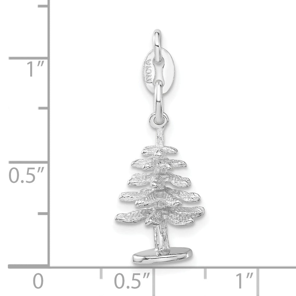 Sterling Silver Polished Tree Charm Pendant