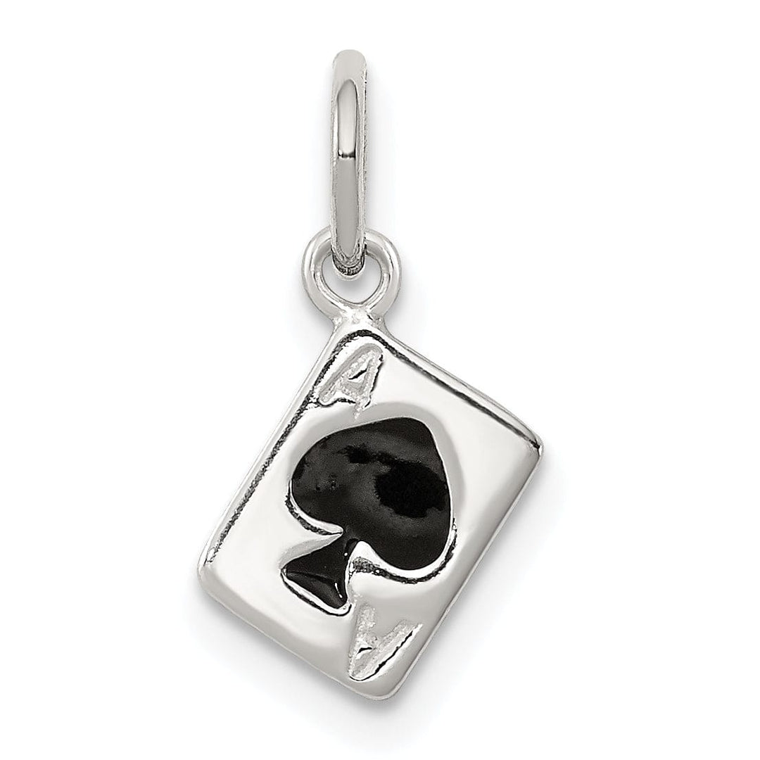 Silver Enameled Ace Of Spades Card Charm