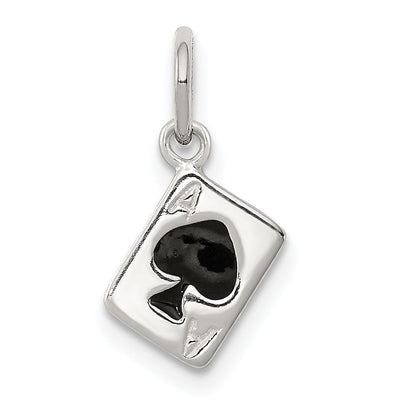 Silver Enameled Ace Of Spades Card Charm at $ 4.56 only from Jewelryshopping.com