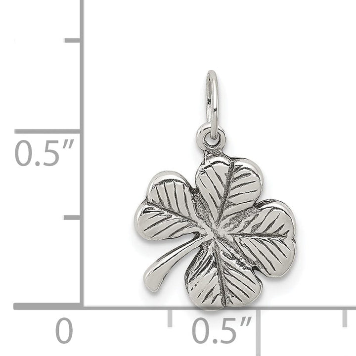 Silver Polished Antiqued 4-Leaf Clover Charm