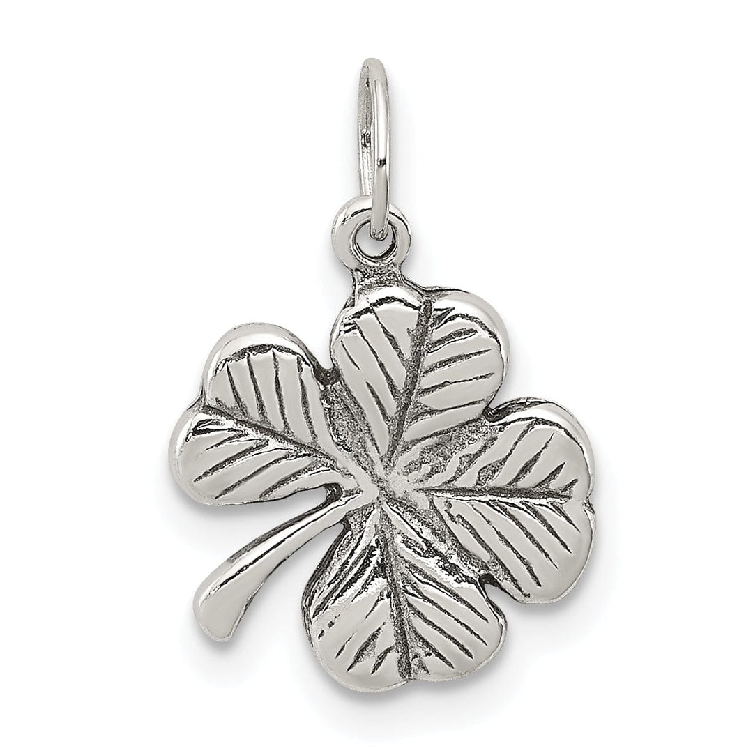 Silver Polished Antiqued 4-Leaf Clover Charm