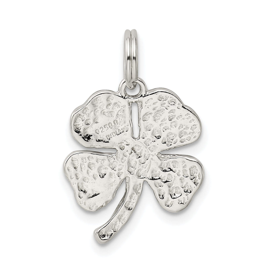 Silver 4-Leaf Clover Green Glass Stone Charm