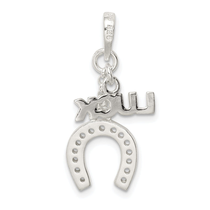 Silver Polished Finish Luck and Horseshoe Charm