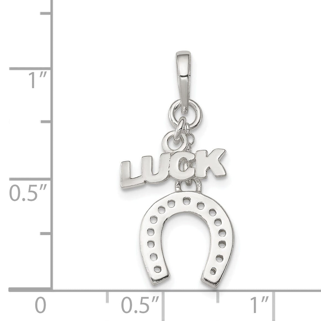 Silver Polished Finish Luck and Horseshoe Charm