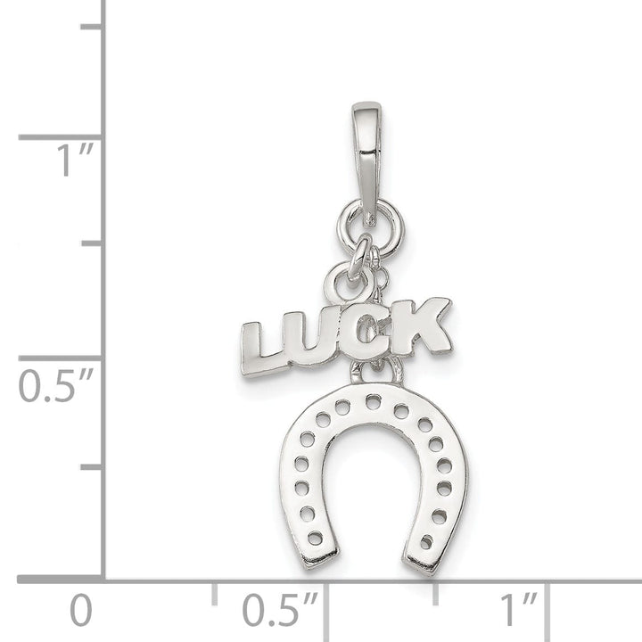 Silver Polished Finish Luck and Horseshoe Charm